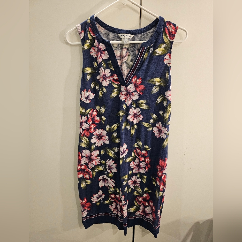 Tommy Bahama Womans XS Blue Floral Sleeveless Dress